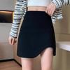 Saia Irregular Preta de Cintura Alta A-Line Look Emagrecedor Saia Curta 2025 Nova Saia Outono e Inverno Calças Culotes Femininas Sexy