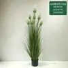 Planta verde artificial lavanda em vaso capim-dos-pampas, grama de cebola artificial, planta artificial para decoração de paisagem, plantas verdes falsas