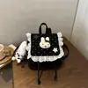 Mochila pequena escolar feminina 2026 nova, charmosa e delicada, com acabamento em renda de estrelas, tendência, fresca, casual, requintada