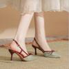 Zapatos de Tacón de Aguja Explosivos Estilo Francés con Punta de Lazo Zapatos de Tacón Alto Sandalias de Tacón Único para Mujer con Puntera Sexy Super Hada Zapatos de Tacón Alto