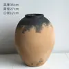 Vaso Pequeno de Cerâmica Grossa Estilo Nórdico Retrô com Duas Alças e Boca Estreita para Arranjo de Flores, Adequado para Pousadas e Hotéis, Vaso Cerâmico Vintage Escalonado
