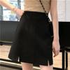 Saia Grande Tamanho Feminino Verão Cintura Alta Split Grupo Profissional Chubby Girls Estilo Coreano Slim A- linha Saia Antiderrapante Preto