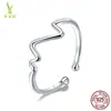 Anel de prata de lei s925 novo transfronteiriço Anel aberto simples de eletrocardiograma banhado a platina feminino VSR159