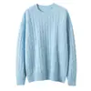 Suéter Tricô Cabo Cor Sólida Outono e Inverno Novo Tricotado Manga Longa Pulôver Camada Base Feminino Gola Redonda Espessado Caxemira