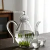 Tetera de vidrio personalizada resistente a altas temperaturas, olla de belleza estilo Song para infusión en frío, juego de té doméstico de borosilicato alto con separación de té y agua