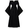 Disfraces de Halloween 2026 Vestido Retro Medieval de Corte para Mujer de un Hombro Manga Acampanada Cintura Ceñida
