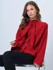 Sudadera Larga Holgada con Cordones para Mujer Otoño Invierno Nueva Elegante Casual Top Estilo Europeo Cuello Solapa Jersey