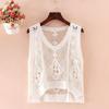 Regata para Mulheres, Roupa Externa de Crochê, Blusa Curta Sem Mangas, Colete, Colete e Casaquinho de Verão Tricotados Vazados Soltos