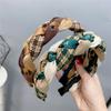 B115-1 Outono e Inverno Novo Cocar de Letras Algodão e Linho Xadrez Combinação de Cores Avançada Faixa de Cabelo Topo Cranial Alto Acessórios de Cabelo Estilo Doce e Descolado