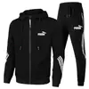 Traje deportivo para hombre, primavera y otoño, nueva marca de moda, ropa de trabajo, sudadera con capucha, conjunto casual de dos piezas para correr y deporte 1