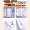 22 anos primavera e verão TB Oxford manga longa carcela fita dupla braçadeira camisa branca camisa de manga curta