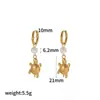 Brincos de Concha de Aço Inoxidável Personalizados Transfronteiriços para Mulheres Design de Nicho Brincos de Aço Titânio Ouro 18K Alto Padrão