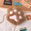 Bolso de Corazón para Niña Bolso de Hombro Único para Mujer Pata de Oso de Felpa Bolsa Cruzada de Dibujos Animados Linda Dulce Estudiante Chica Suave Bolso Lolita
