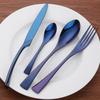 Juego de cubiertos de acero inoxidable color titanio Kaya cuchillo para bistec tenedor cuchara cuchara de té juego de cubiertos de 4 piezas con letras