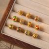 Pulsera de cuentas huecas retenedoras de color dorado francés antiguo, cuentas de barril con incrustaciones de jade, DIY, accesorios para pulseras de cuerda de mano, suministro al por mayor