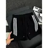 Pantalones Cortos Transpirables de Tres Rayas con Patrón de Escamas de Dragón Estilo Americano para Hombre, Pantalones Cortos Casuales Finos de Seda de Hielo para Verano, Pantalones para Fitness Deportivo