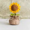 Bolsa de la Suerte Tejida a Crochet Hecha a Mano Transfronteriza Plantas Pequeñas en Maceta Muebles para el Hogar Decoración de Rosa Tejida de Lana Plantas en Maceta Flor Simulada