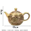 Bule Paisagem de Latão Puro Utensílio de Chá Chaleira Cem Bênçãos Bule de Vinho Retro Cultural Criativo Presente Decoração de Mesa Ornamento Artesanal