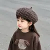 Boina vintage a cuadros para niñas, sombrero de pintor artístico para primavera y otoño, hace que la cara se vea más pequeña, boina para bebé niño
