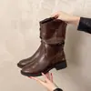Botines Franceses de Media Caña Botas tipo Martin 2026 Otoño Nuevos Moda Occidental Versátiles Retro Botas Individuales Impermeables Plataforma Tacón Grueso