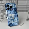 Capa de celular floral com tinta azul, compatível com todos os modelos da Apple, um produto popular de comércio exterior, ultrafina, com sensação de metal nu e um design artístico