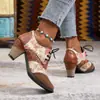 Nuevas botines de tacón grueso para mujer de otoño e invierno, comercio exterior transfronterizo, botines estilo étnico de tacón alto con punta para mujer de talla grande
