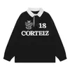 Camisetas Casuales Sueltas de Manga Larga Raglán con Bloques de Color Estampado de Letras Alcatraz para Hombre y Mujer Marca de Moda al por Mayor Transfronteriza