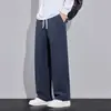 Pantalones de hombre, nueva colección otoño/invierno 2026: cuadros diagonales, pierna recta, pantalones largos, pantalones deportivos de punto para hombre, corte holgado, forrados de felpa, pantalones casuales