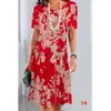 Vestido de Verão Feminino Y2 Europeu e Americano Transfronteiriço Amazon Estampado Floral 3D Moda Gola Redonda Manga Curta