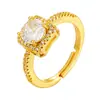 Joyería de Moda Transfronteriza Europea y Americana Estilo Nacional Personalizado Apertura Ajustable Corazón con Goteo de Aceite Pintado Anillo de Cobre Microincrustado Esmalte