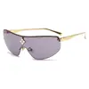 Nuevas Gafas de Sol Metálicas Sin Montura de Moda para Hombre Gafas de Sol de Marco Grande Cuadradas Gafas Anti-UV Tendencia Calle Damas