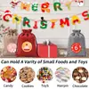 Calendario de Adviento de Navidad con números del 1 al 24 Set de Bolsas de Arpillera con Cordón Pegatinas de Papá Noel Bolsas de Regalo con Cordón para Dulces