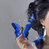 Accesorios para el Cabello de Mariposa con Plumas Azules, Pasadores Simulados, Tocados de Estilo Antiguo de la Dinastía Han, Sesiones de Fotos con Vestuario Antiguo, Accesorios de Estilismo de Estilo Antiguo