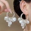 Pendientes de Perla Pétalo Estilo Vacaciones Francesas Aguja de Plata Súper Hada Pendientes de Borla de Concha de Alto Grado y Lujo Temperamento para Mujer