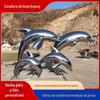 Grande ao ar livre quadrado de aço inoxidável espelho golfinho escultura parque verde terra vendas departamento paisagem aquática metal ornamentos animais