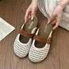 Sapatos Birkenstock trançados retrô preguiçosos para mulheres, tamancos de bico fechado, sandálias de malha femininas verão 2026, chinelos Mary Jane de sola grossa