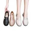 Sapatos Femininos de Outono Estilo Britânico Moda Tendência Cor Sólida Salto Alto, Sapatos Casuais Slip-On de Solado Macio para Mães, Venda por Atacado Disponível