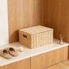 Cesta de Armazenamento Cesta Trançada de Rattan Plástico Sala de Estar Guarda-roupa Cesta Suspensa para Frutas Caixa de Armazenamento de Mesa Cesta de Palha Armazenamento Trançado
