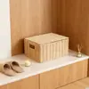 Cesta Tejida de Ratán Cesta de Frutas Cesta Tejida de Ratán para Snacks/Toallas Cesta de Almacenamiento Portátil para Dormitorio Cesta de Almacenamiento de Cosméticos