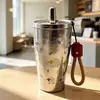 Termo Taza con Popote de Titanio Puro, Taza de Café de Aspecto Elegante, Taza Portátil de Titanio con Popote para Oficina y Exteriores, Taza de Agua, Regalo Personalizado Taza de Titanio