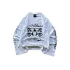 Y2k retro americano calle alta moderno casual estampado estilo oscuro punk moda casual personalidad suéter camiseta de manga larga
