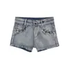 Calça Jeans Feminina 2024 Nova Estilo Americano Garota Sexy Cintura Baixa Skinny Que Modela o Quadril Hot Pants Azul Desfiada Calça Reta Que Faz as Pernas Parecerem Mais Longas