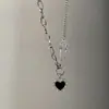 Collar de amor negro para mujer, estilo retro, moderno, combinable con todo, cadena de lana, accesorios para clavícula.