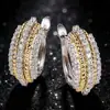 Pendientes Yanbai de Dos Tonos con Fila Completa de Diamantes de Lujo Europeos y Americanos Transfronterizos, Pendientes de Moda Elegantes y Exquisitos, Pendientes Únicos y Versátiles