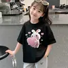 Top casual 100% algodón puro 2026, nuevo, elegante y versátil, camiseta de manga corta de verano para niñas