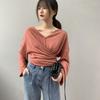 Jiawei Malharia Outwear Feminino Outono High Street Girl Sexy Retrô Ombro Caído Malharia B2061