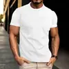 Camiseta de hombre de manga corta con cuello redondo, pullover de verano nuevo, con estampado 3D, color liso, camiseta deportiva casual