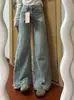 Jeans Retro Rasgados de Pierna Ancha Estilo Hong Kong para Mujer, Petite, Súper Bonitos, Sueltos, Para Figura de Pera, Pantalones Rectos Adelgazantes