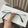 Gafas Pequeñas Ovaladas de Media Montura Estilo Otaku, Lisas, Ultraligeras para Mujer, Aptas para Lentes Graduados de Alta Potencia, Diseño Minimalista