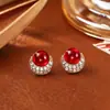 Pendientes de botón de Ágata Colorida Microincrustados con Circonita Frescos Dulces Dopamina Exquisitos Modernos Pendientes Accesorios Elegantes de Gama Alta